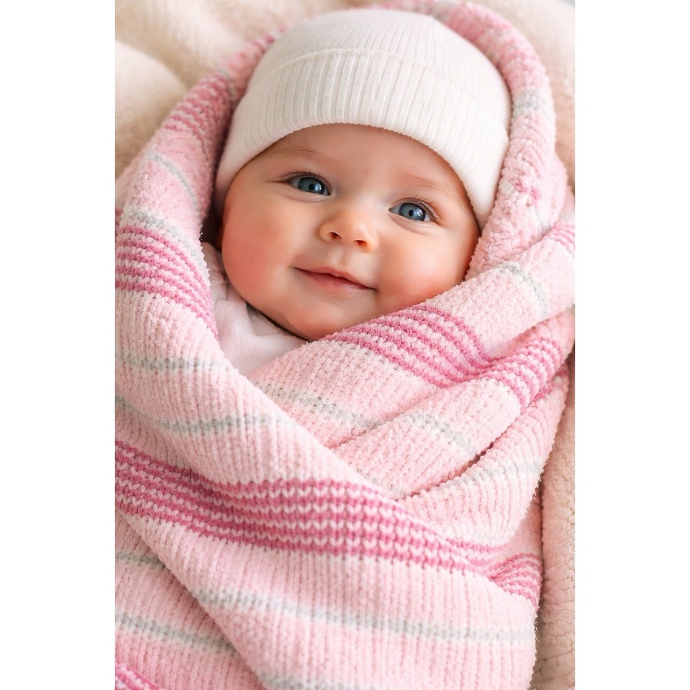 Starting Out Layette Baby Blanket Pink‎ Chenille Stripe Security Lovey NWT Cozy